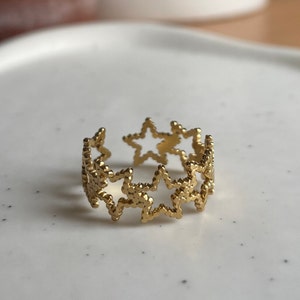 18k Gold Plated Star Ring, Beautiful Star Ring, Bohemian Ring