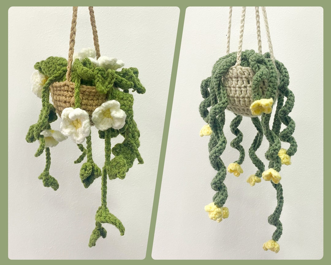 Car Hanging Plant Crochet PATTERN, Daisy Plant PDF, Car Plant Decor