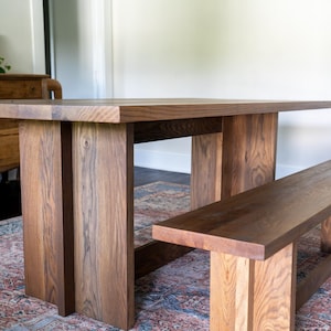 White Oak Dining Table and Bench Solid Wood Handmade - Etsy