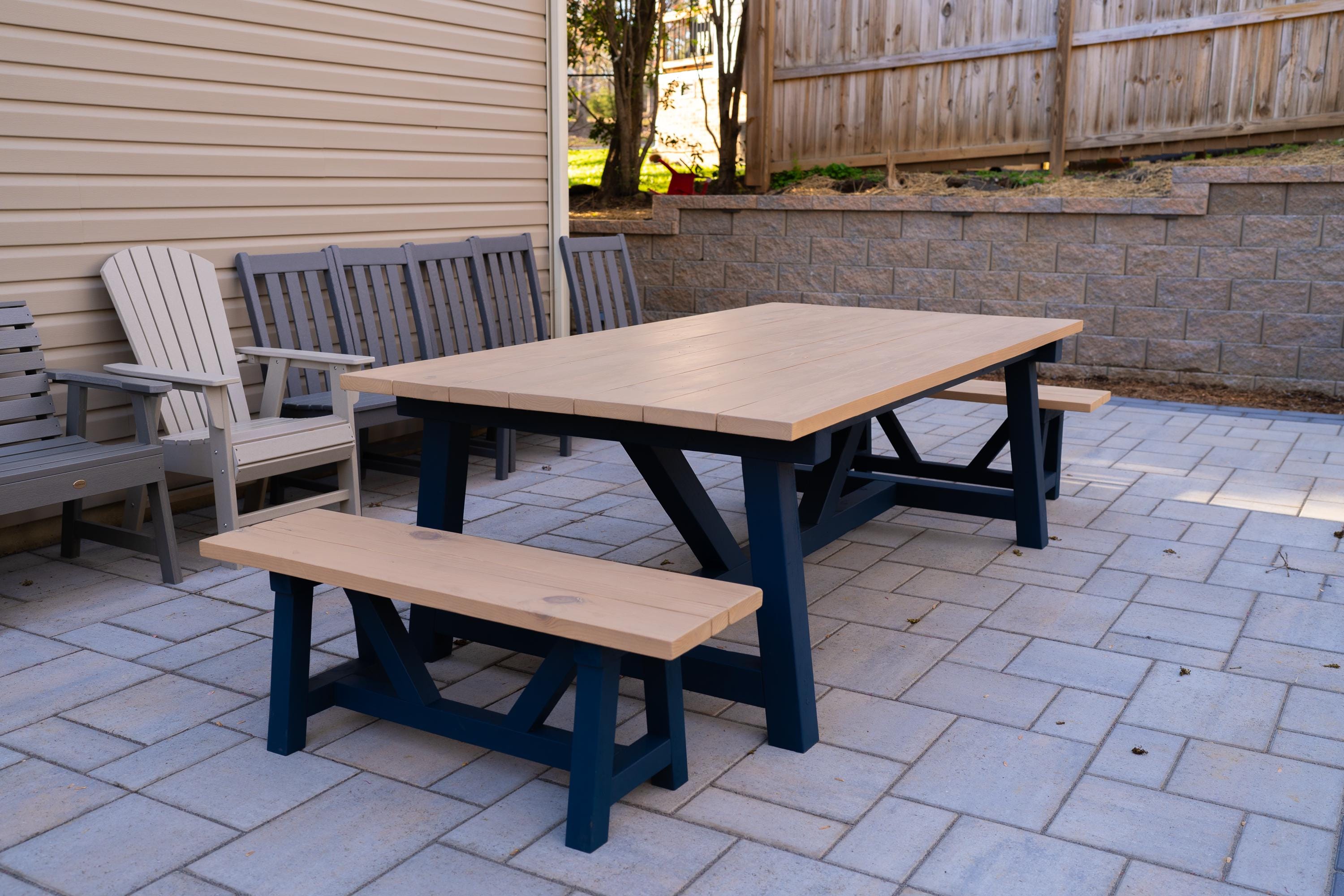 Outdoor Table and Benches | Custom Wood Furniture - Etsy