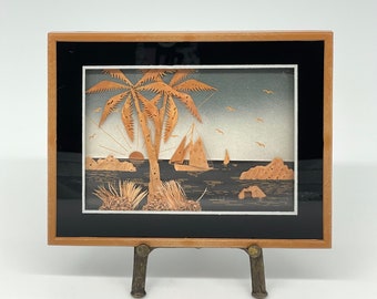 Vintage Carved Cork Diorama Wall Art