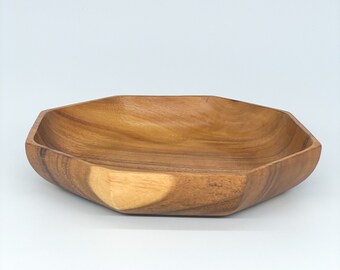 Vintage Octagon Wood Bowl