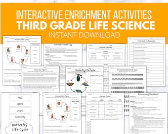 Third Grade Life Science Mega Bundle: Interactive Learning for Young Explorers, NGSS Science Standards, Activity Questions