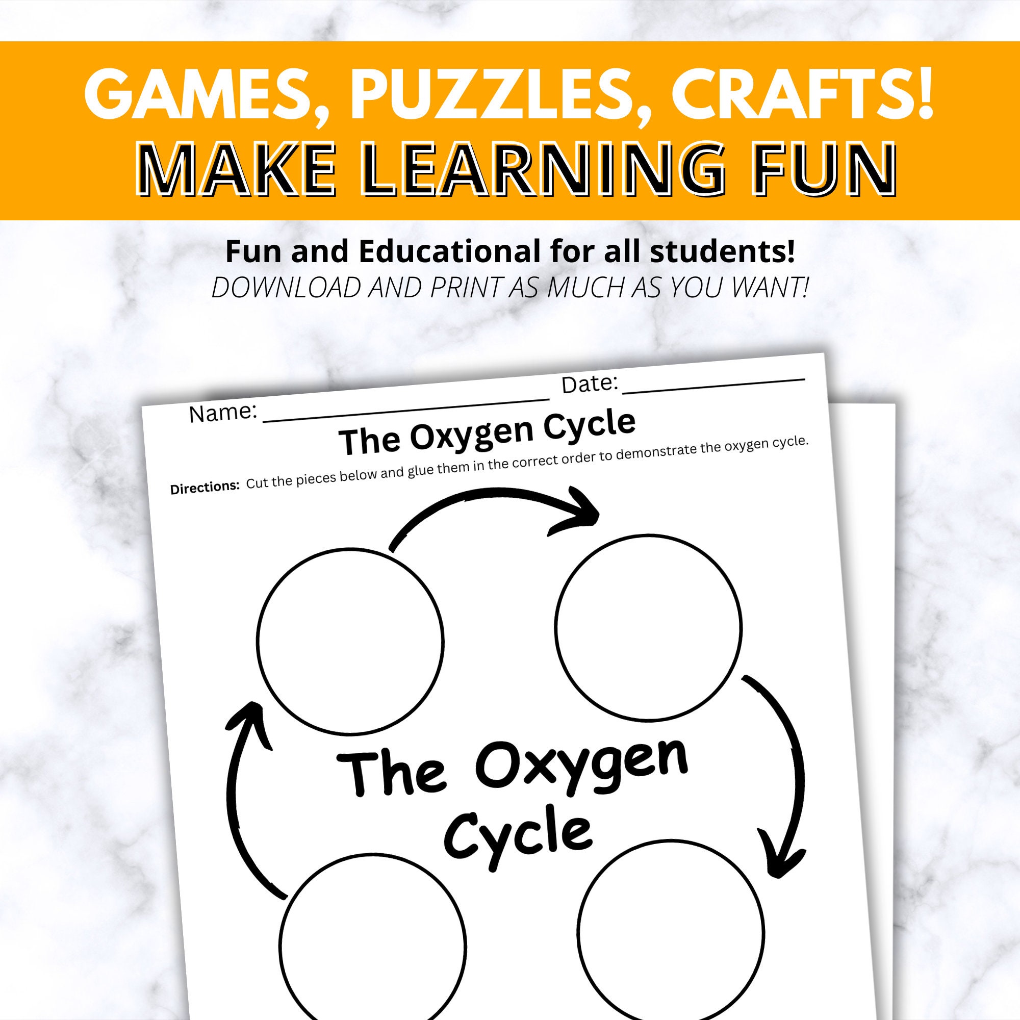 Kindergarten Oxygen Cycle Worksheet Cut & Paste Ecosystem Exploration, Plants/animal