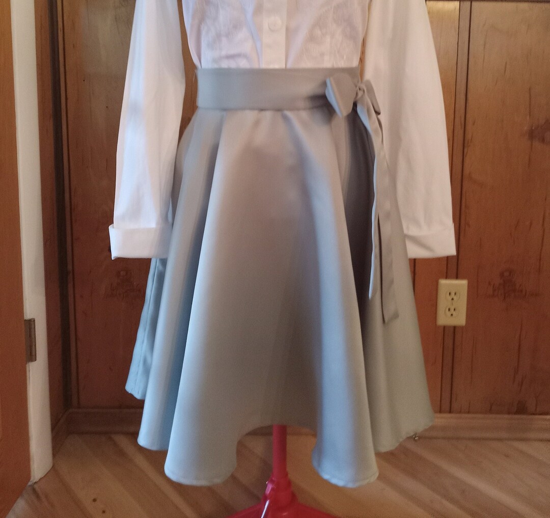 Sage Green Satin Drape Skirt with Embroidered Top