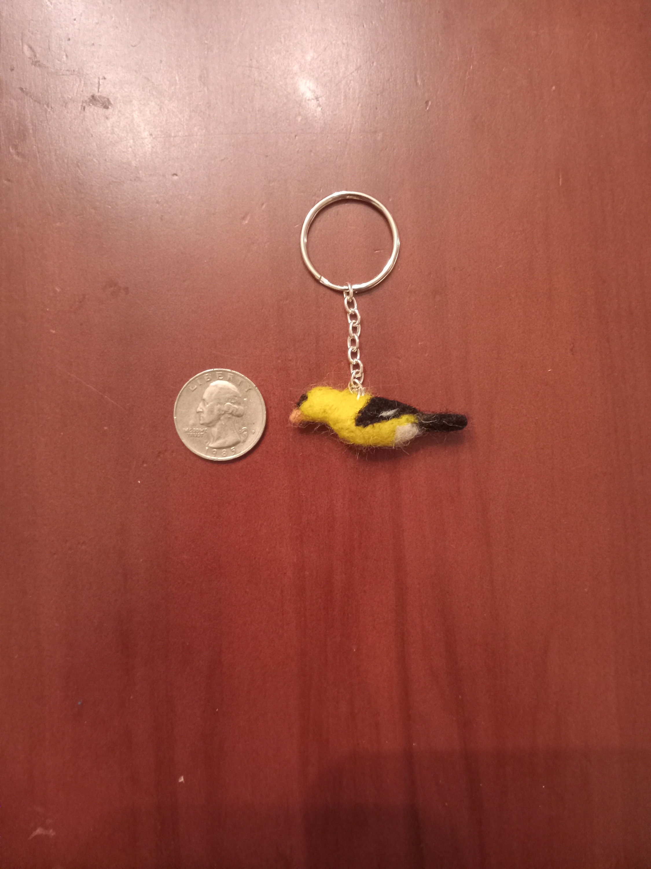 Felted Wool Goldfinch Keychain