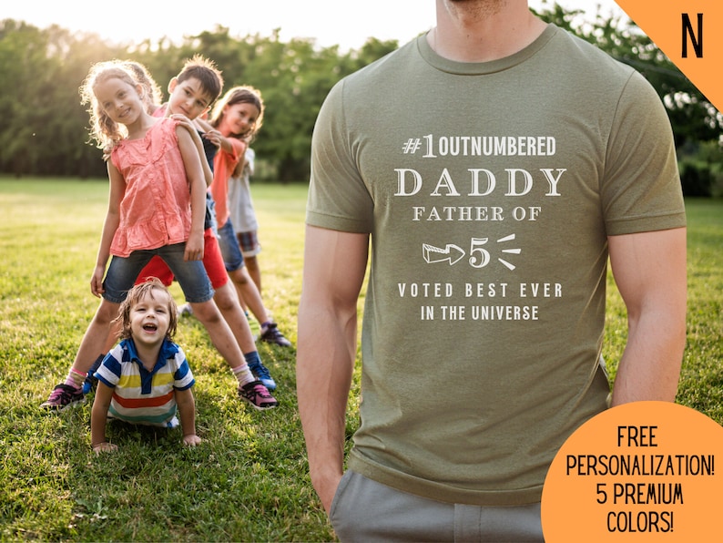 Personalized Best Dad Tshirt Daddy Tshirt Outnumbered Dad Etsy