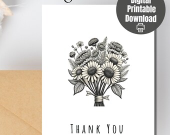 Print at home appreciation card, digital download, instant download, flower thank you card, gratitude, Appreciation cards, printable