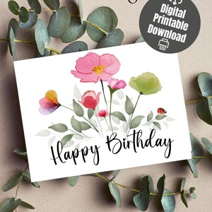 Tarjeta de cumpleaños de acuarela, digital y descargable, tarjeta digital, tarjeta electrónica, tarjeta electrónica de cumpleaños, descarga instantánea, tarjetas de acuarela, tarjeta de día B