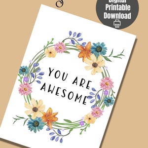 You Are Awesome Greeting Card, Personal Message Card, Love Note ...