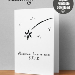 Le ciel a une nouvelle étoile, sympathie pour une mort, sympathie pour la mort, vœux de force avec le chagrin, carte de sympathie pour la mort