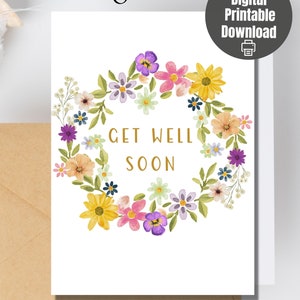 Get Well Soon greeting card, flower reef, message card,  note of worry, Adoration, haertfelt concern, personal message of compassion