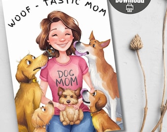 Wuff-tastic Hundemama, Karten für Mütter, Muttertagsgrußkarte, Muttertagstext, Zitat für harte Hundemama, Aquarellkarte