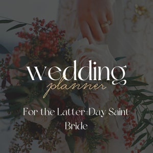 May include: A wedding planner guide for Latter-Day Saint brides, featuring a bouquet of pink and red flowers with greenery.