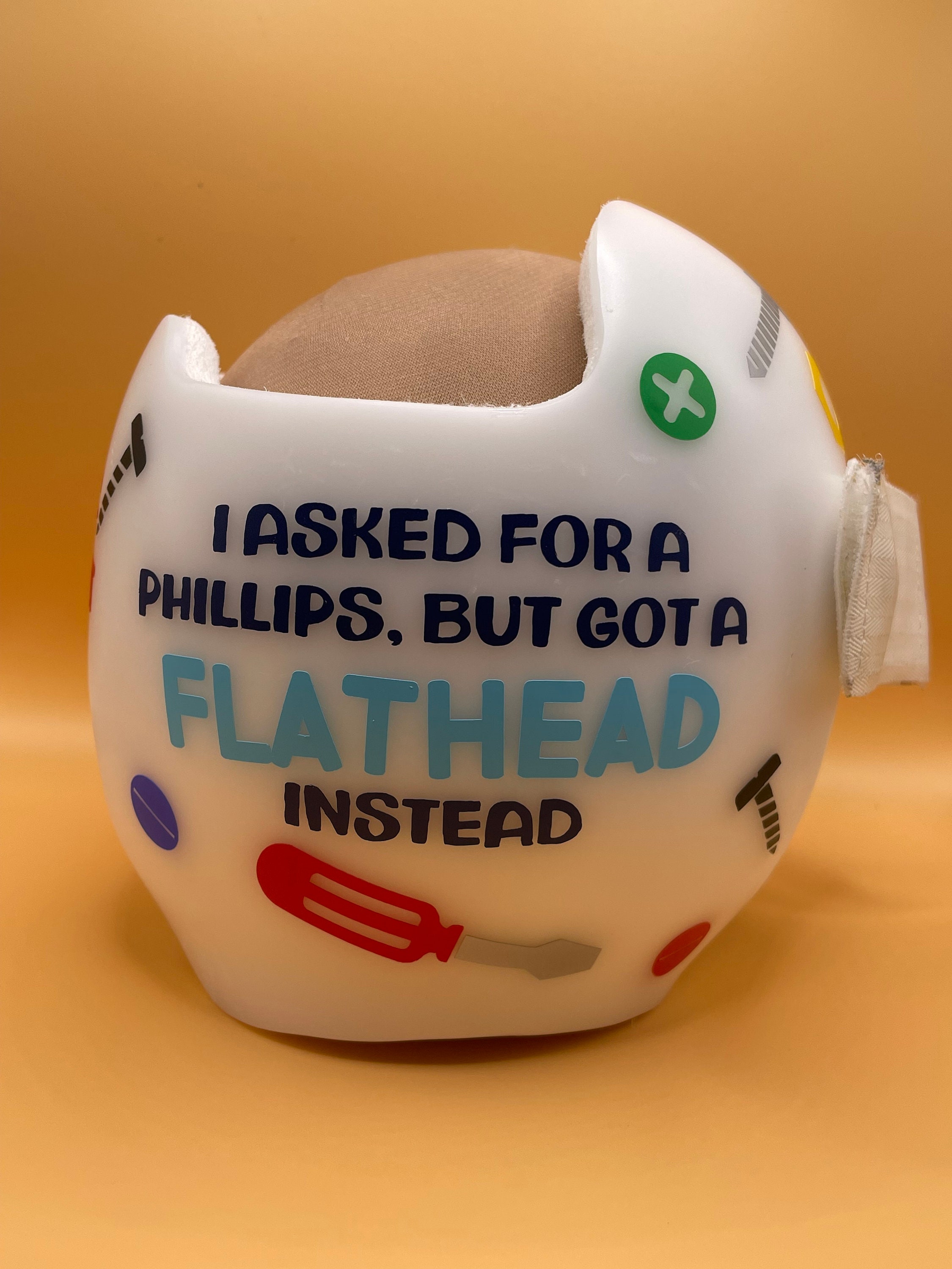 Cranial helmet decals, doc band decals, plagiocephaly, brachycephaly, helmet stickers, helmet therapy, Flathead Instead