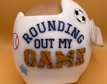 Cranial helmet decals, doc band decals, plagiocephaly, brachycephaly, helmet stickers, helmet therapy, Rounding Out My Game