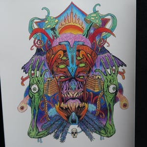 Psychedelic Art Print, Weird Art Drawing for home decor, wall art print, psychedelic art, visual art, trippy art
