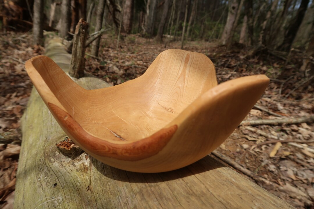 Handmade Wood Turned Oak Oddshaped Bowl, Wood Art, Hand Carved Bowl