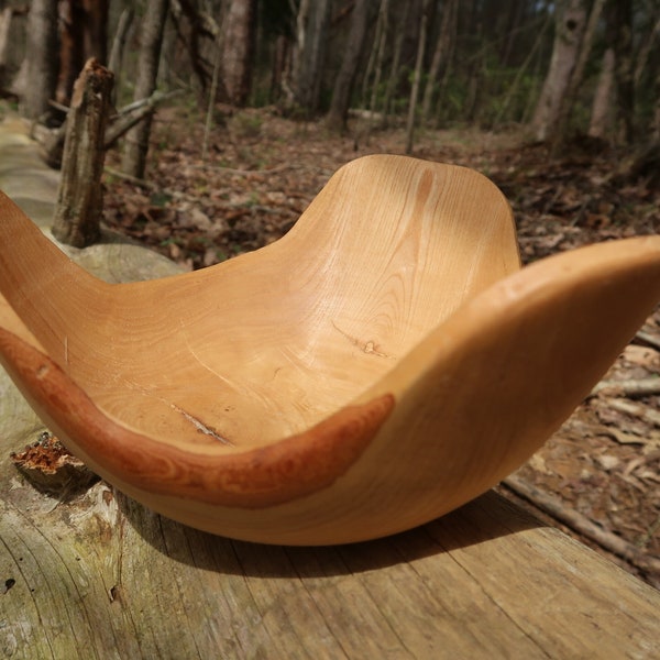 Handmade Wood Turned Oak Odd-Shaped Bowl, wood art, hand carved bowl, rustic wood bowl, decorative piece