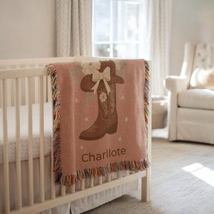 Personalized Cowgirl Name Blanket: Western Nursery Decor, Baby Keepsake
