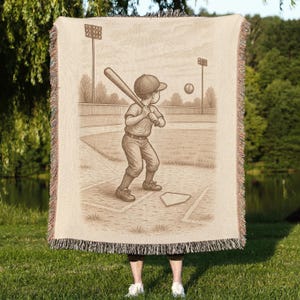 Woven Cotton Baseball Baby Blanket: Nursery Decor, New Dad Gift