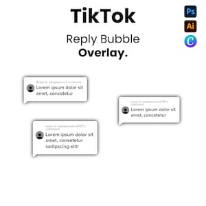 TikTok Reply Comment Bubble Photoshop, Illustrator and Canva Template Customized question answer overlay for TikTok advertising