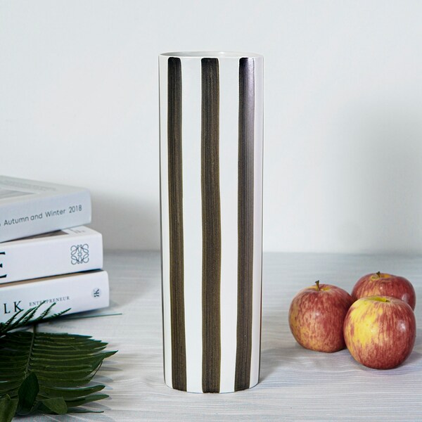 Black and White Striped Vase Etsy