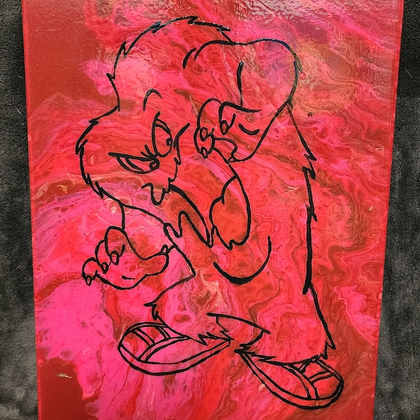 Gossamer, a looney tunes classic acrylic paint pour