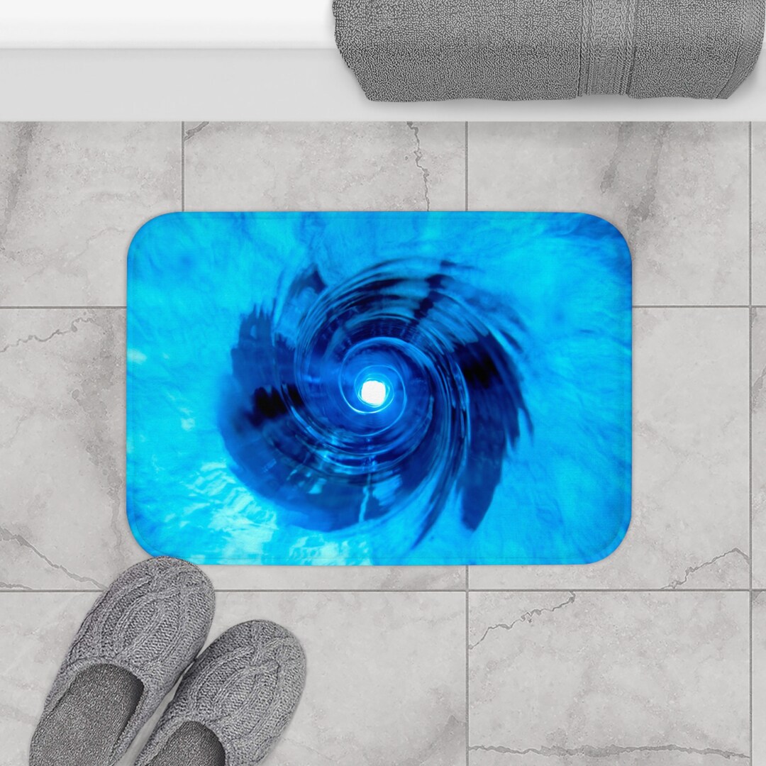 Deep Blue Whirl Pool Bath Mat - Etsy