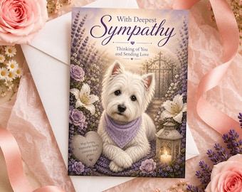 Westie Sympathy Card, Thinking of You Card, Dog Lover Greeting Card, Blank Inside Condolence Card