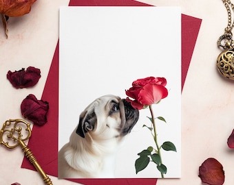 Mops Karte, Valentinstag Hundekarte, Mops Valentinstag Karte, Mops Geburtstagskarte, Mops Gruß, Mops, Mops Valentinstag, Mops Jahrestag