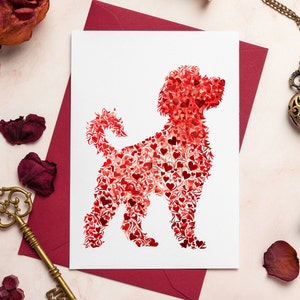 Carte Goldendoodle, carte chien Saint-Valentin, carte Saint-Valentin, carte Saint-Valentin Goldendoodle, carte pour propriétaire de chien, carte doodle