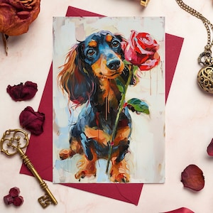 Dackel Valentinstag Karte | Dackel Karte Jubiläum | Valentinstag Karte Wurst Hund | Dackel Valentinstag | Dackel Karte