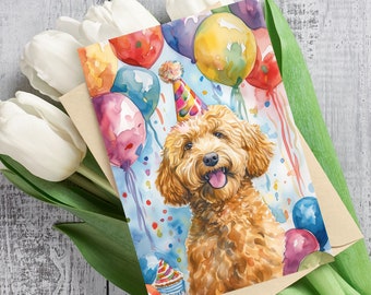 Goldendoodle Birthday Card,  Goldendoodle Card, Birthday Dog Card, Doodle Card, Personalized golden doodle card, Goldendoodle greeting card