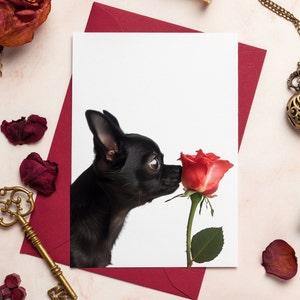 Tarjeta chihuahua, tarjeta del perro del día de San Valentín, tarjeta del día de San Valentín chihuahua, tarjeta de cumpleaños de chihuahua, saludo chihuahua, chihuahua