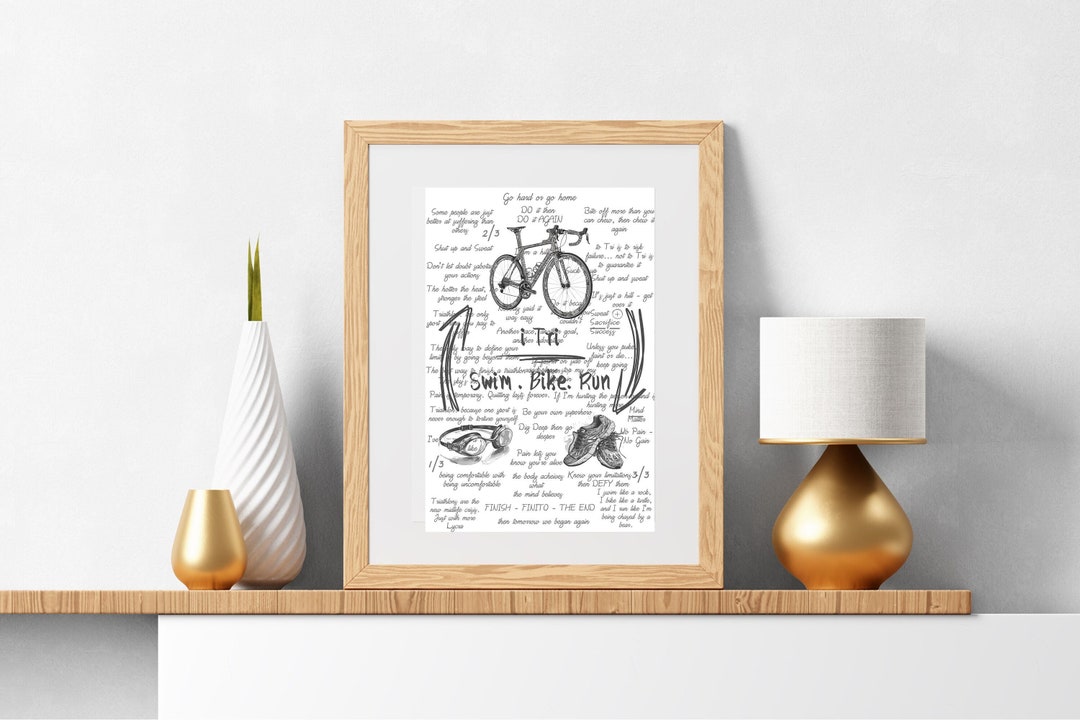 Triathlon Art Print, Triathlete Gift Set Ideas, Ironman Gift Idea, Swim