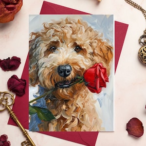 Goldendoodle Karte, Valentinstag Hundekarte, Valentinstagskarte, Goldendoodle Valentinstag Karte, Karte für Hundebesitzer, Doodle Karte