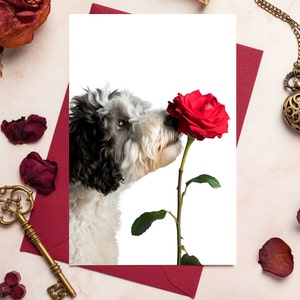 Tarjeta Goldendoodle, Tarjeta para perros del Día de San Valentín, Tarjeta del Día de San Valentín, Tarjeta del Día de San Valentín Goldendoodle, Tarjeta para el dueño del perro, Doodle de colores mixtos