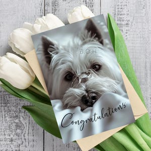 Parabéns, Cartão de casamento Westie, Cartão de parabéns West Highland Terrier, Cartão de felicitações Westie, Presente Westie, Cartão de casamento