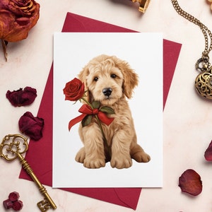 Carte Goldendoodle, Carte chien de la Saint-Valentin, Carte de la Saint-Valentin, Carte Goldendoodle Saint-Valentin, Carte pour propriétaire de chien, Carte Doodle