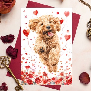 Goldendoodle Karte, Valentinstag Hundekarte, Valentinstagskarte, Goldendoodle Valentinstag Karte, Karte für Hundebesitzer, Doodle Karte
