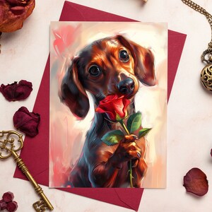 Dackel Valentinstag Karte | Dackel Karte Jubiläum | Valentinstag Karte Wurst Hund | Dackel Valentinstag | Dackel Karte