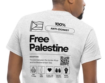 Camiseta Palestina Libre con diseño de etiqueta de producto / Apoye la causa con ropa deportiva elegante