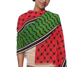 Palestine Watermelon Keffiyeh Light Scarf, Palestine Solidarity