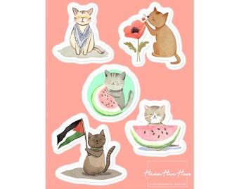 Palestine Cat Sticker Sheet - Purr-fectly Show Your Solidarity with Palestine!