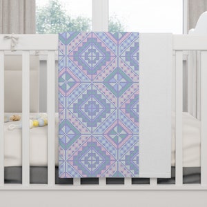Palestine Tatreez-Inspired Plush Fleece Blanket