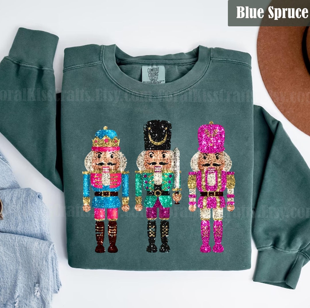 Preppy Nutcracker Sweatshirt Faux Sequin Nutcracker Christmas Etsy