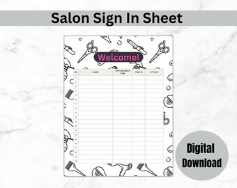 Salon Sign in Sheet, Beauty Shop Sign in Sheet, Hair Salon Sign In ...