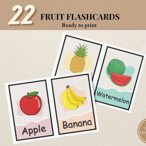 Cartes flash de fruits – Ensemble coloré imprimable de 20 pièces pour un apprentissage interactif, cadeau parfait pour les jeunes apprenants