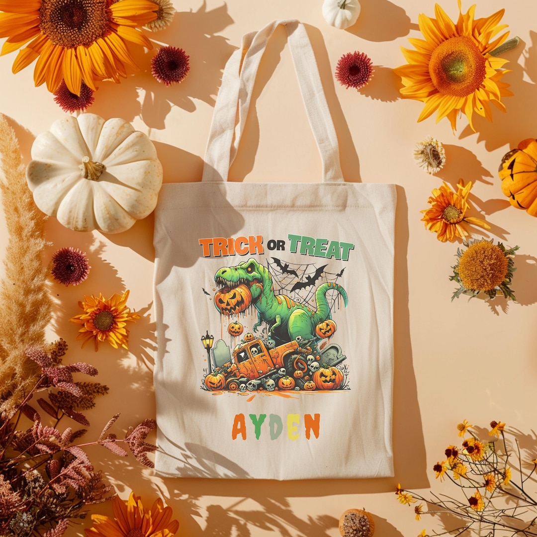 Personalized Trick or Treat Tote Bag for Kids, Custom Halloween Tote ...